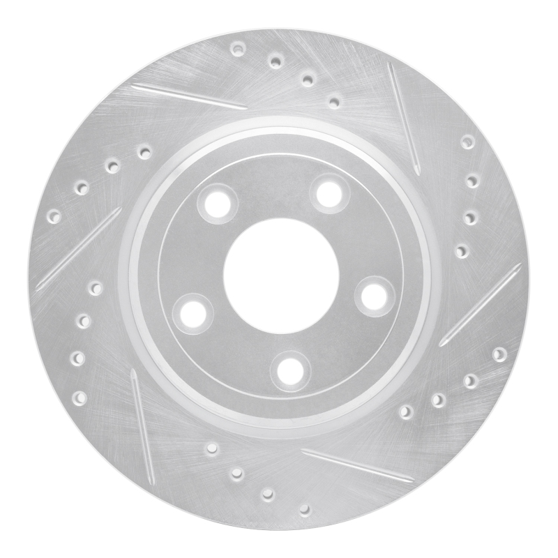 Ford Thunderbird Brake Rotor (1) - Rear Right - R1 Concepts - Drilled & Slotted - Silver - `00-`06